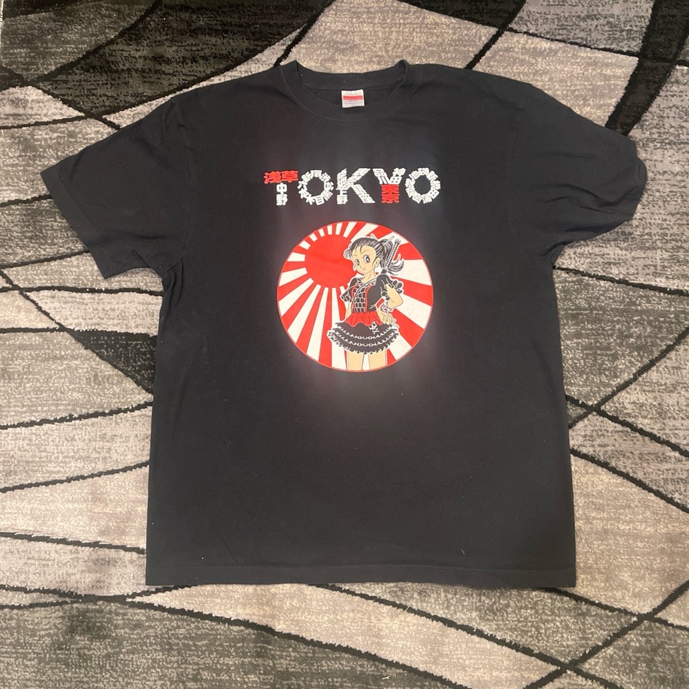 Black Tokyo Graphic Anime Pinup Girl  T-Shirt